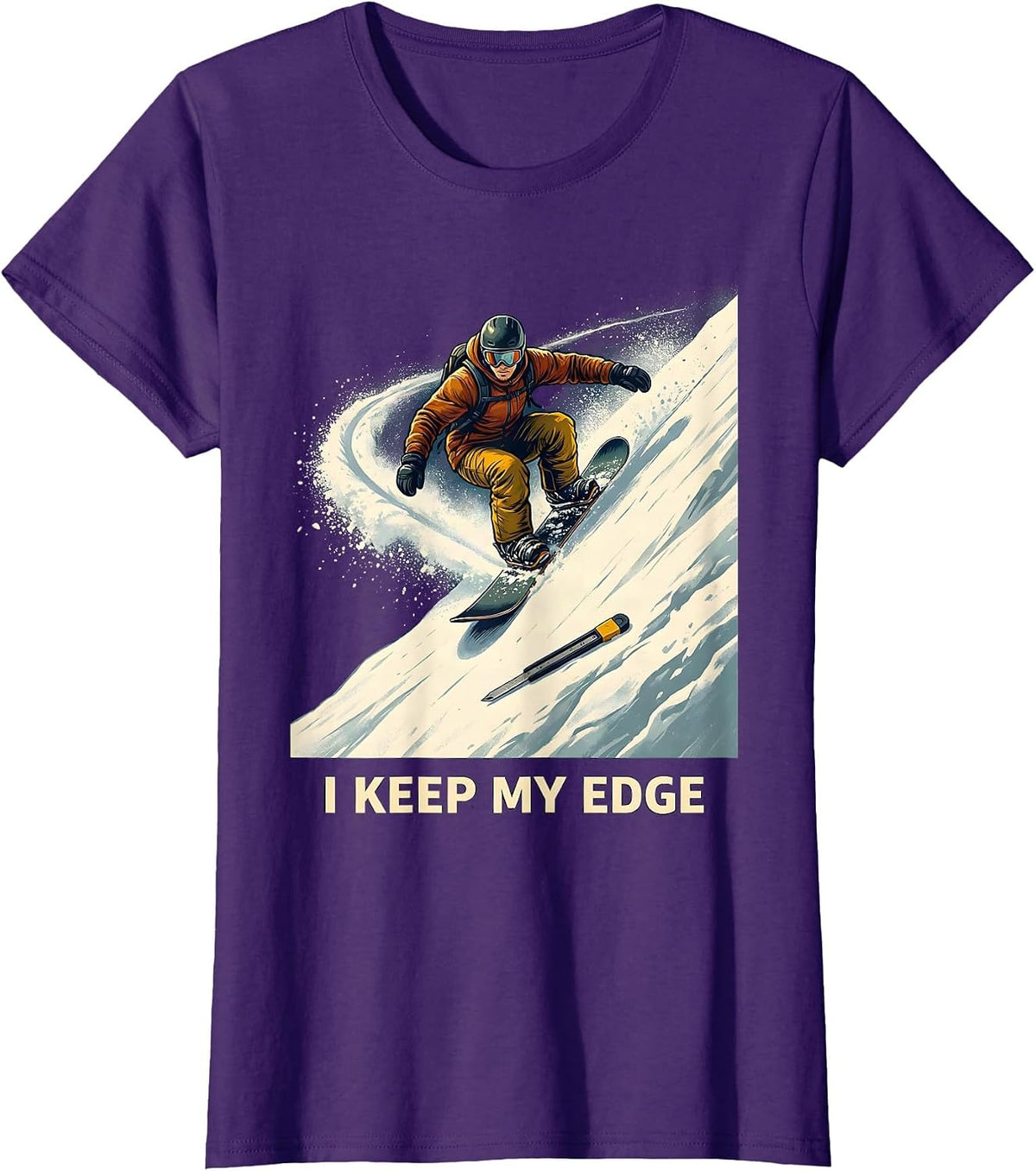 Women's I Keep My Edge Funny Snowboarder Winter Sports Humor T-Shirt - Purple