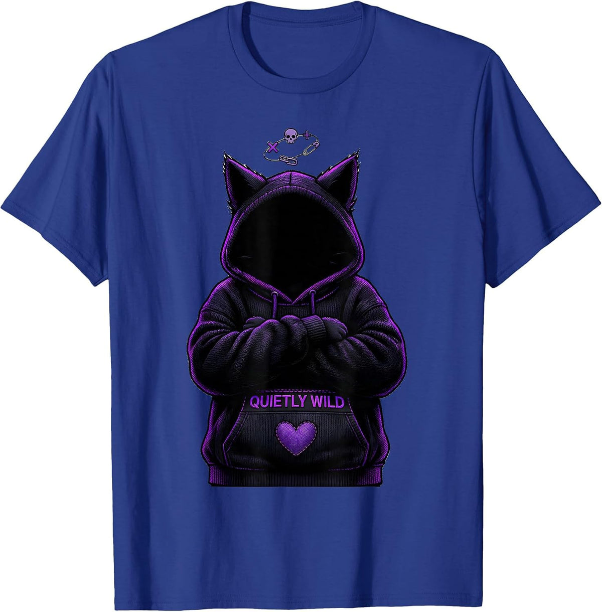 Quietly Wild Emo Goth Cat Girl Alt Aesthetic Alternative T-Shirt - Royal Blue