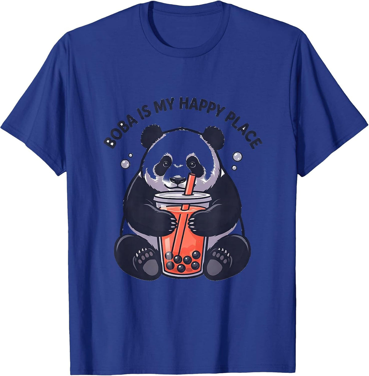 Boba Is My Happy Place Kawaii Panda Boba Tea Lover T-Shirt - Royal Blue