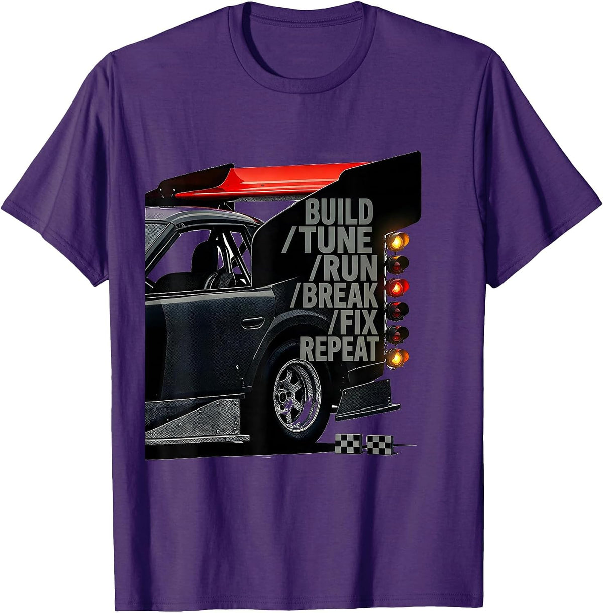 Men's Build Tune Run Break Fix Repeat Funny RC Car Racing T-Shirt - Purple