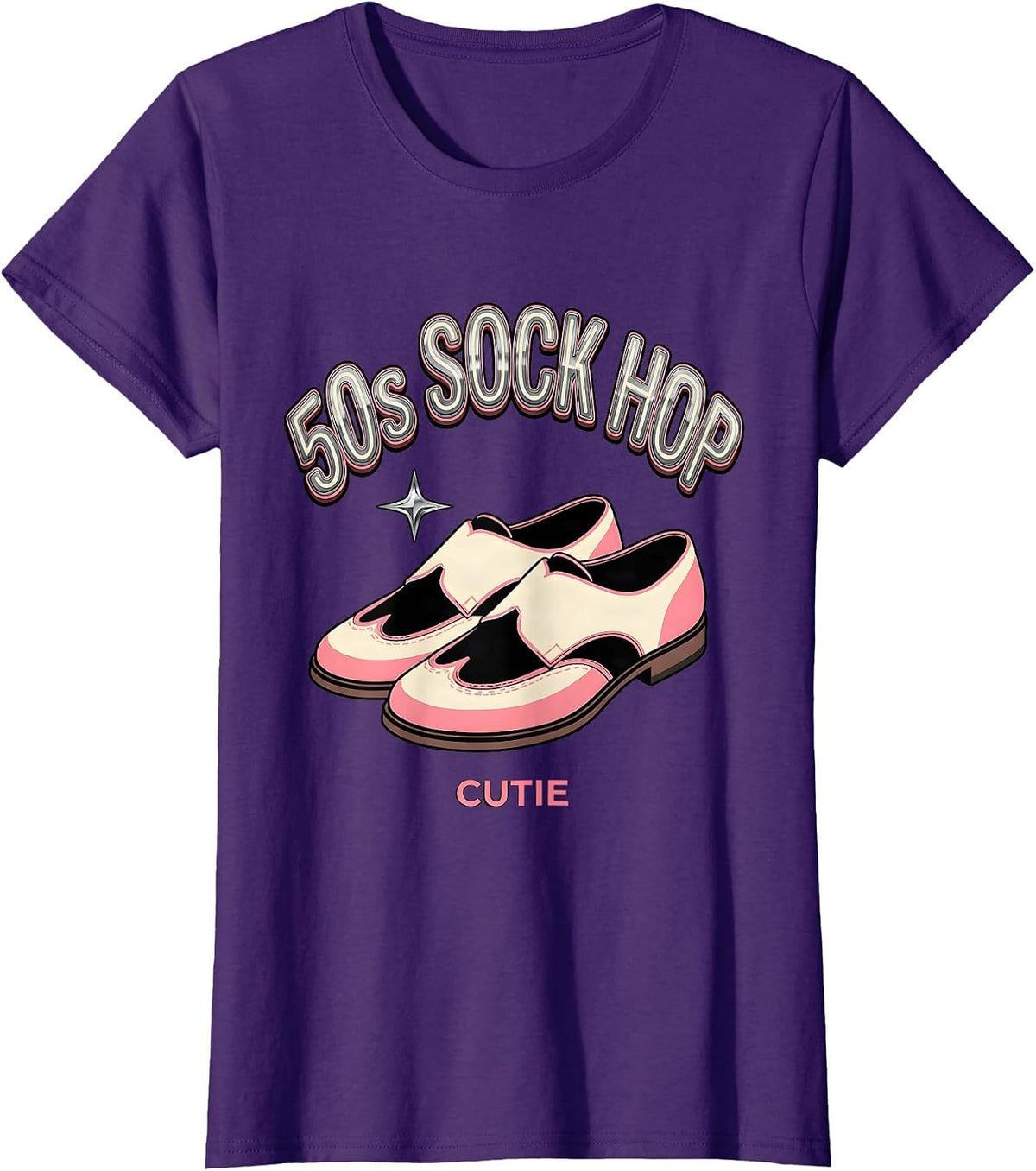 Women's 50s Sock Hop Cutie Retro Rockabilly 1950s Party Costume T-Shirt - Purple