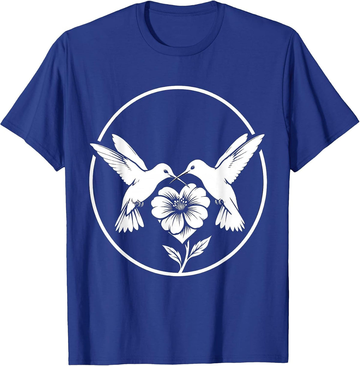 Hummingbird Heart Flower Nature Lover Design T-Shirt - Royal Blue