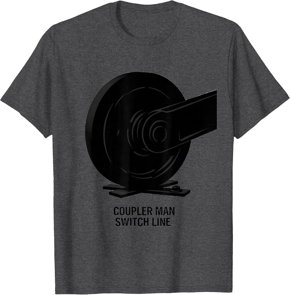 Coupler Man Switch Line Vintage Steam Locomotive Train T-Shirt - Dark Heather Grey