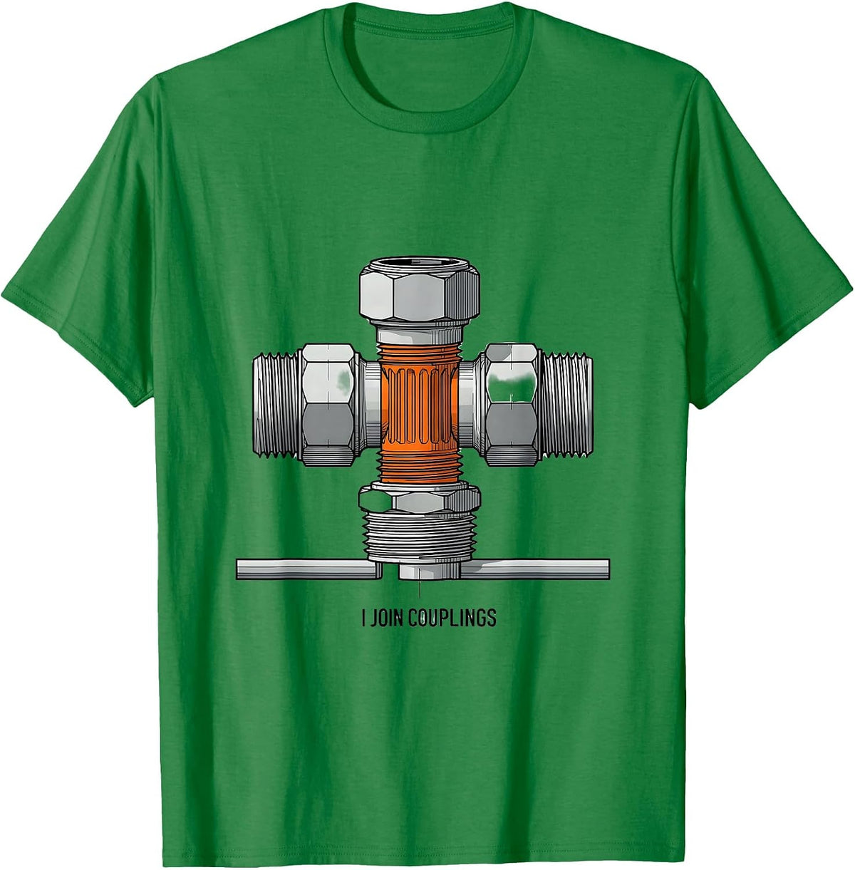 Men's I Join Couplings Funny Plumber Pipefitter Occupational Humor T-Shirt - Kelly Green