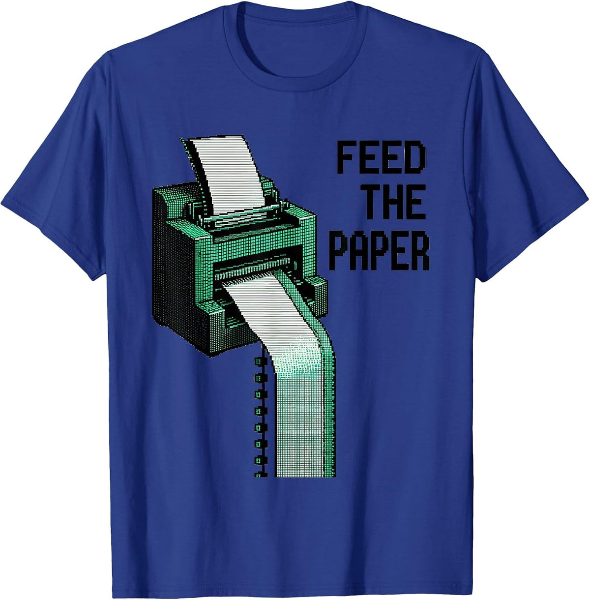 Men's Feed The Paper Pixel Art 80s 90s Nostalgia Humor T-Shirt - Royal Blue