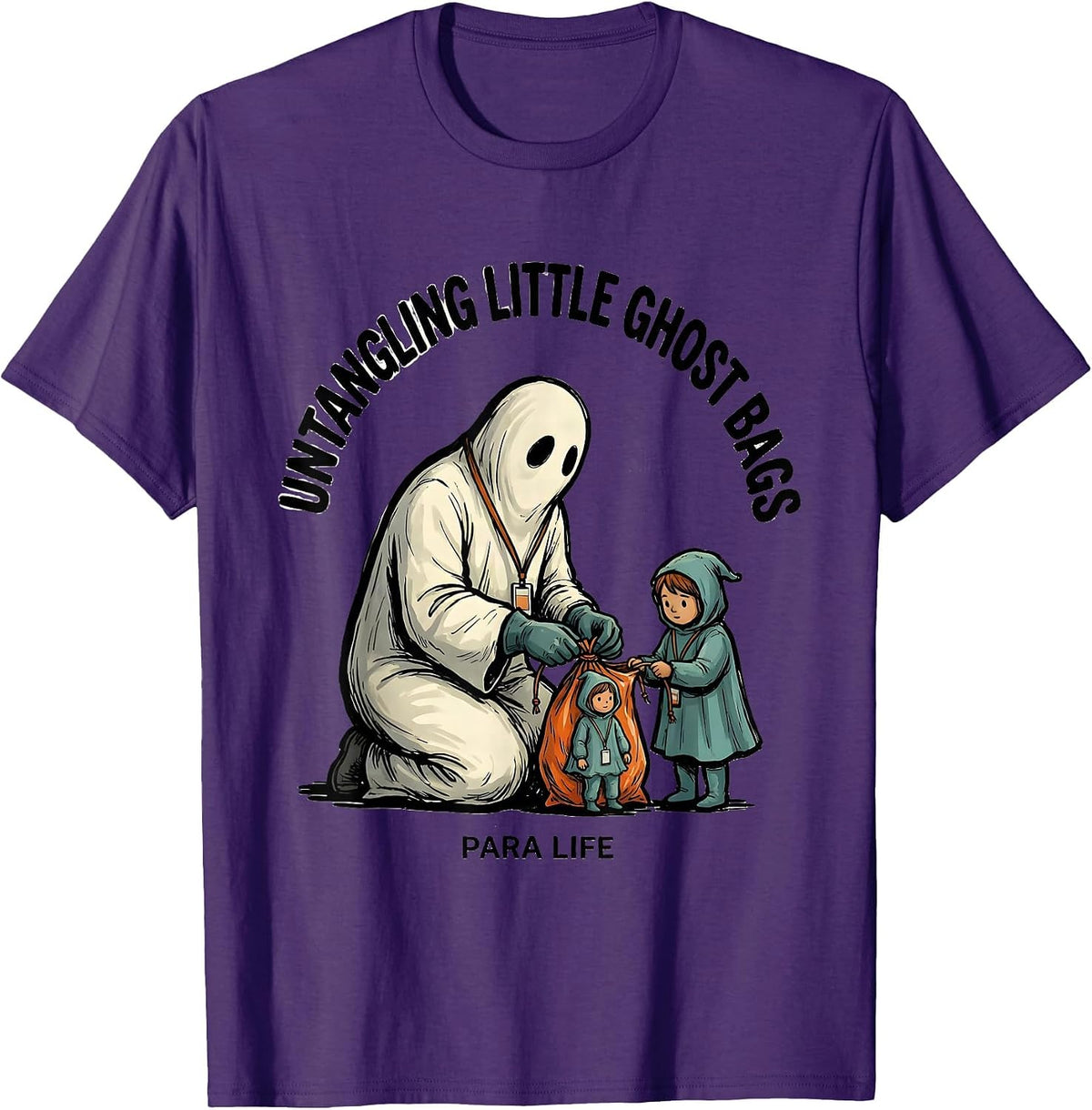 Men's Untangling Little Ghost Bags Para Life Paraprofessional T-Shirt - Purple