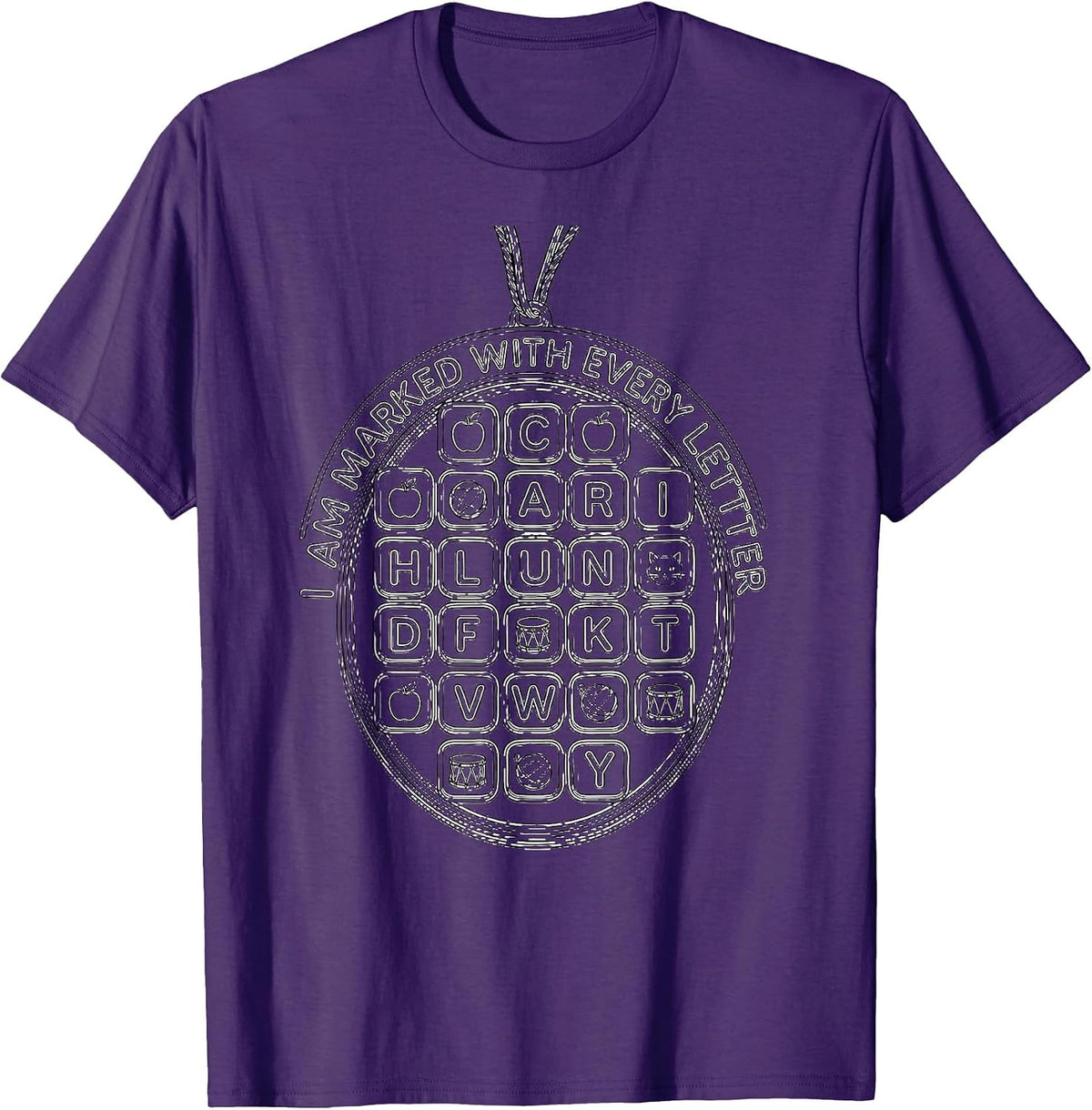 Men's I Am Marked With Every Letter Line Art Teacher Halloween T-Shirt - Purple