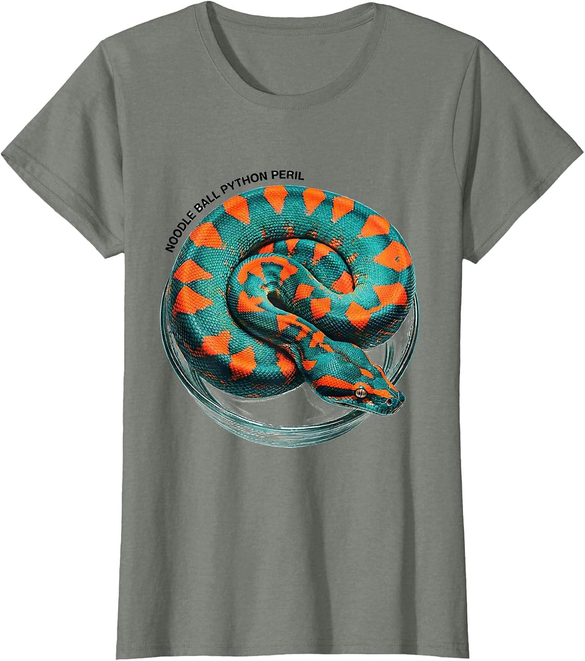 Noodle Ball Python Peril Funny Snake Lover Reptile Humor T-Shirt - Olive Heather