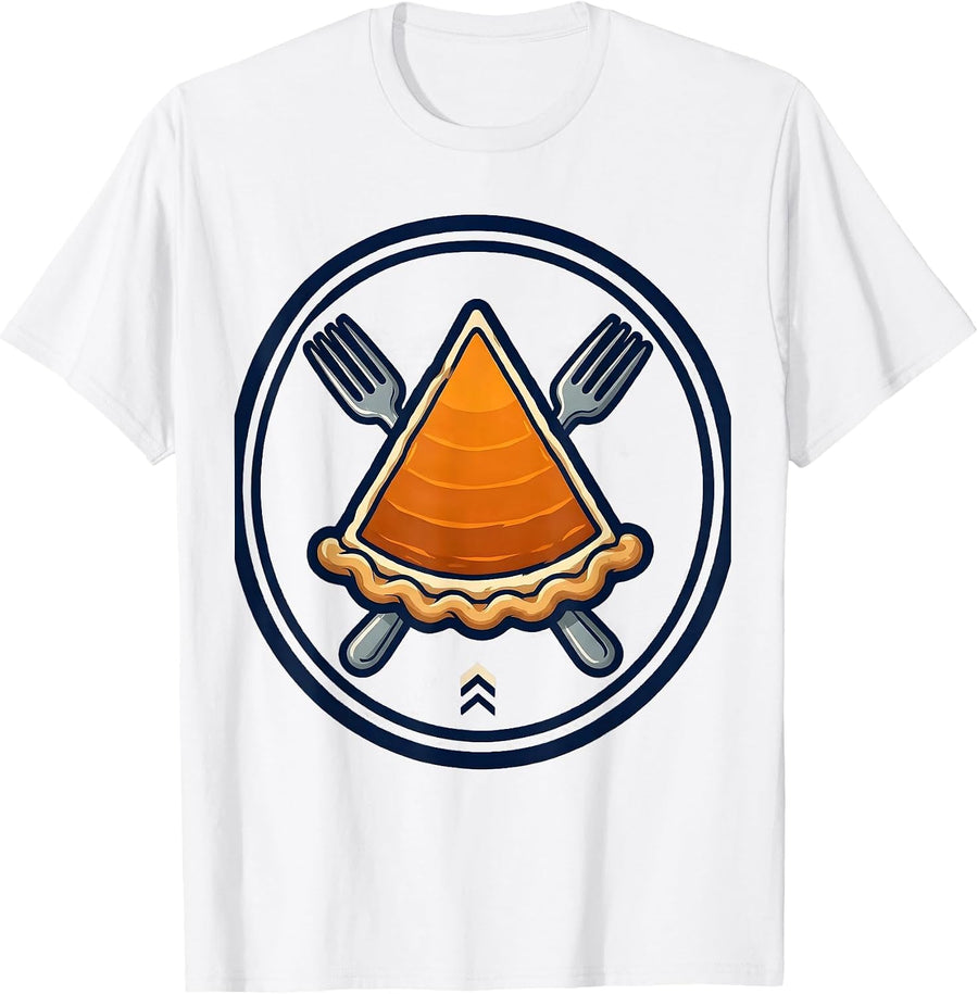 Men's Pumpkin Pie Wedge Sports Team Crest Humor T-Shirt - White