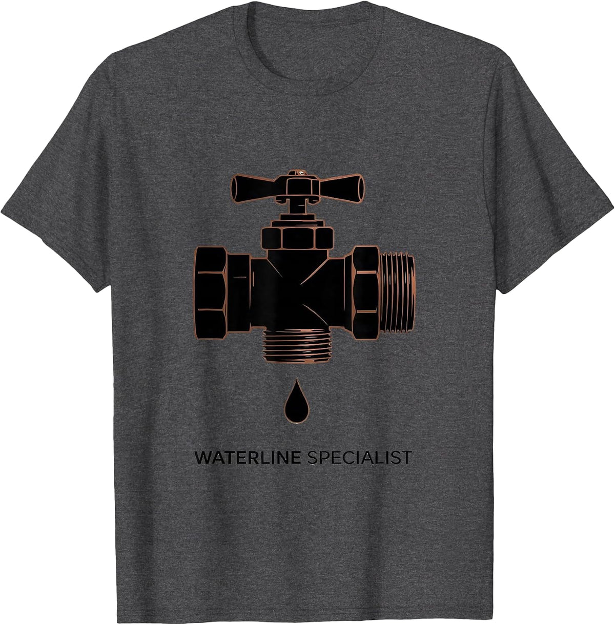Waterline Specialist Funny Plumber Pipefitter Gift T-Shirt - Dark Heather Grey