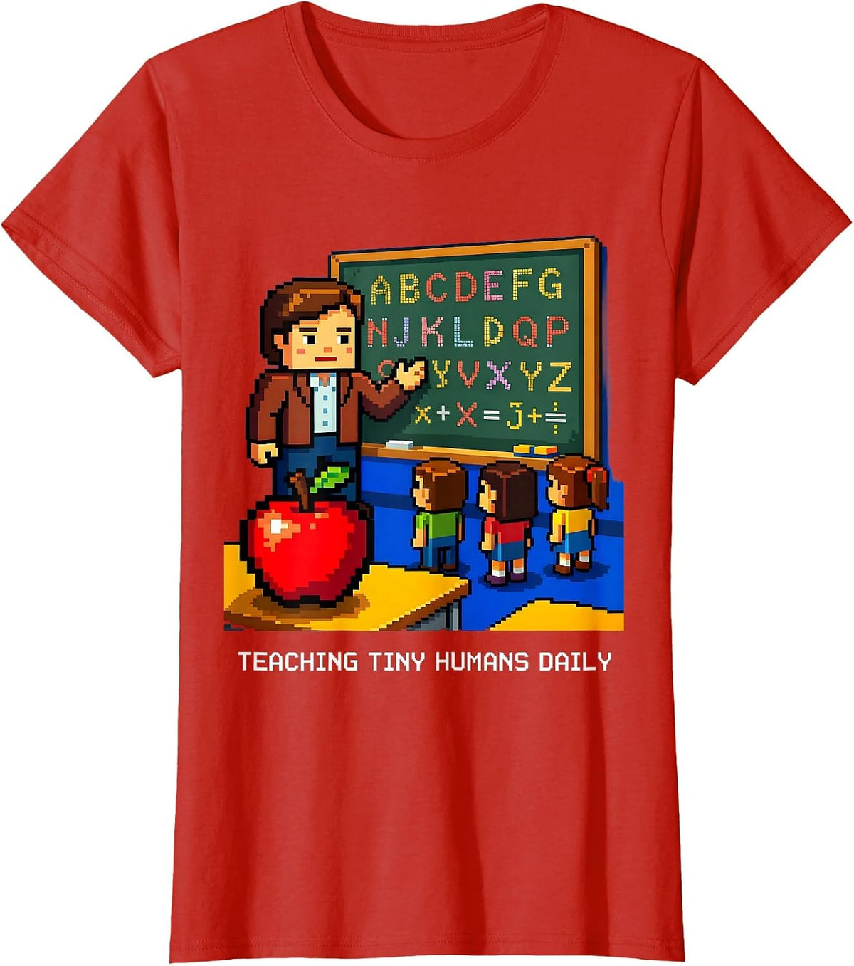 Teaching Tiny Humans Daily 3rd Grade Teacher T-Shirt - Red