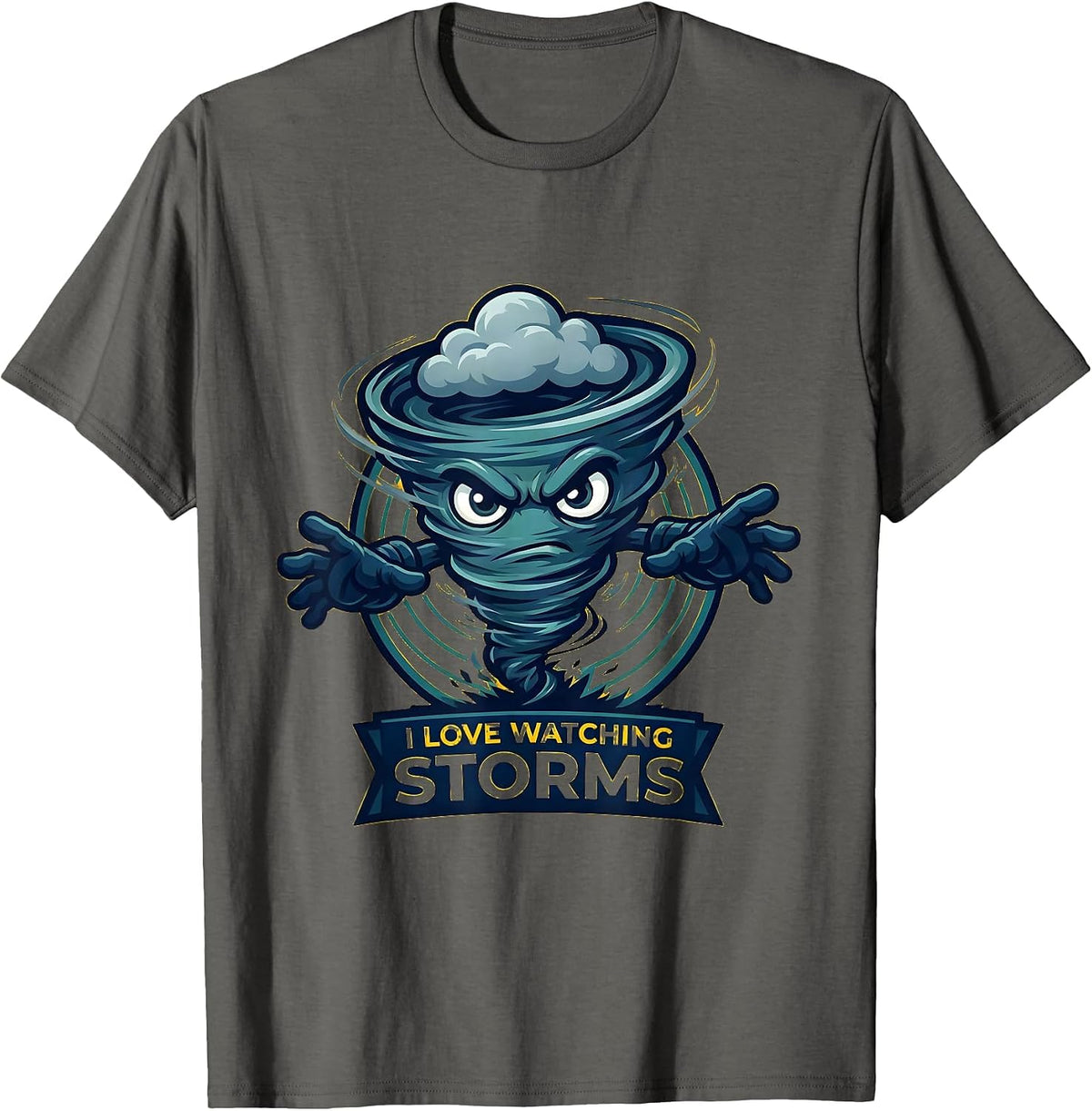 I Love Watching Storms Funny Tornado Chaser Weather T-Shirt - Asphalt Grey