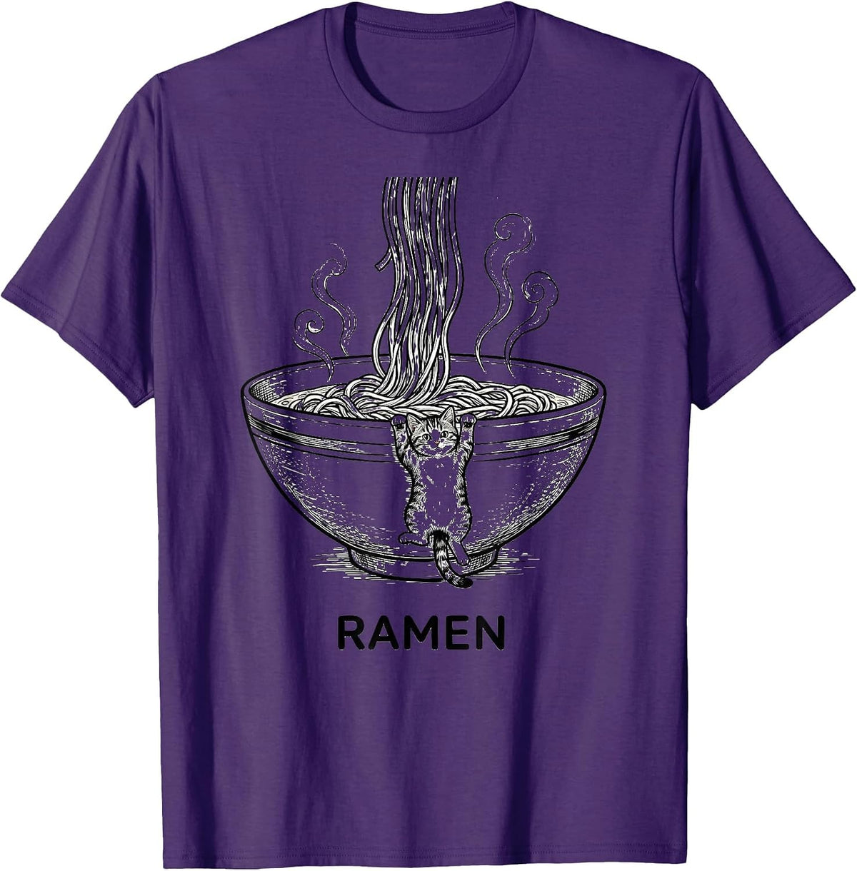Men's RAMEN Kawaii Anime Cat Funny Japanese Humor Ramen Lover Gift T-Shirt - Purple
