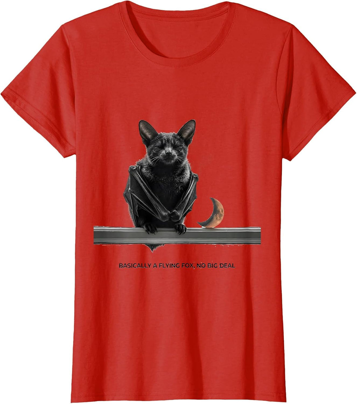 Basically A Flying Fox No Big Deal Funny Bat Lover Halloween T-Shirt - Red
