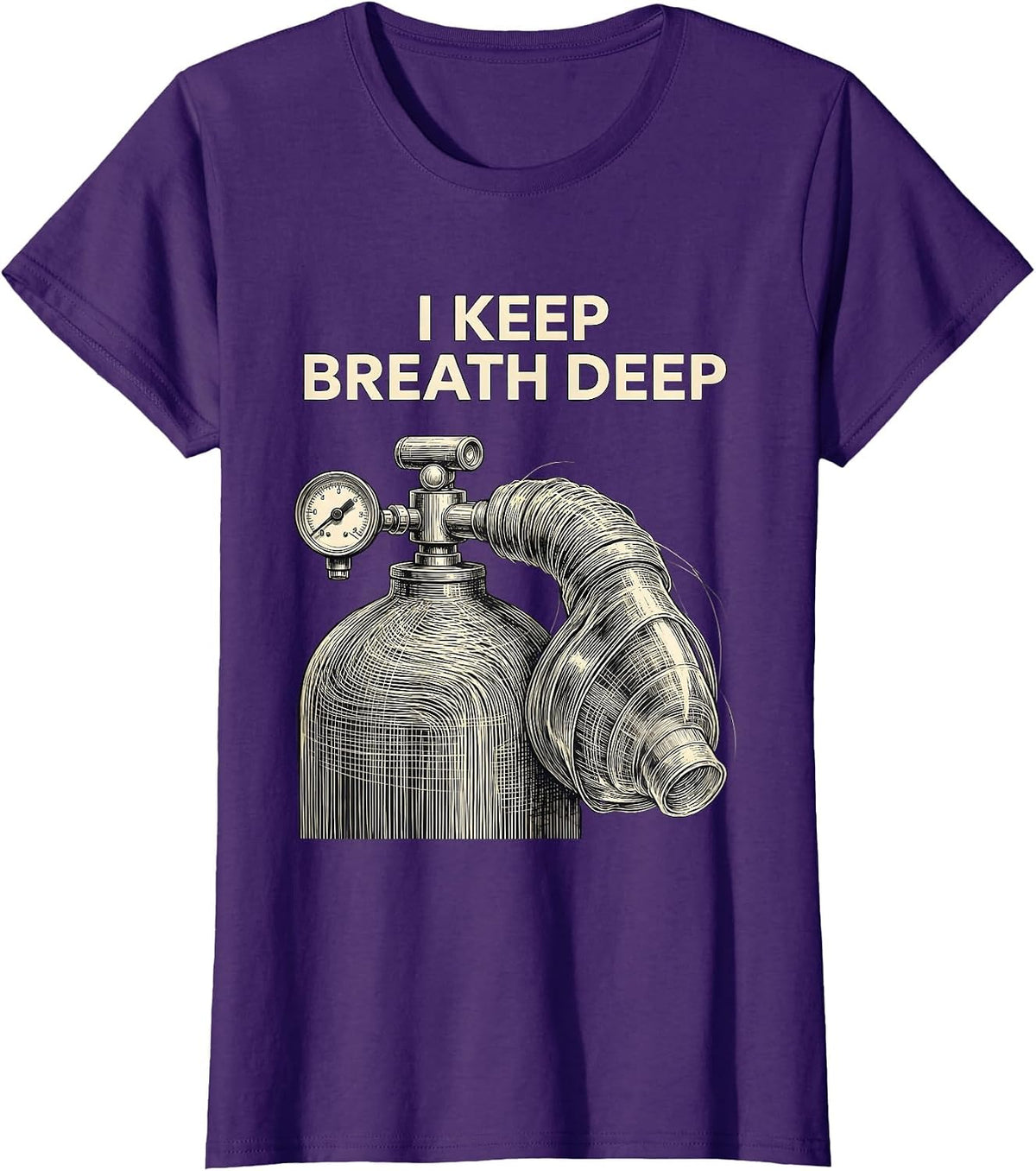 Women's I Keep Breath Deep Generative Plotter Respiratory Therapist T-Shirt - Purple