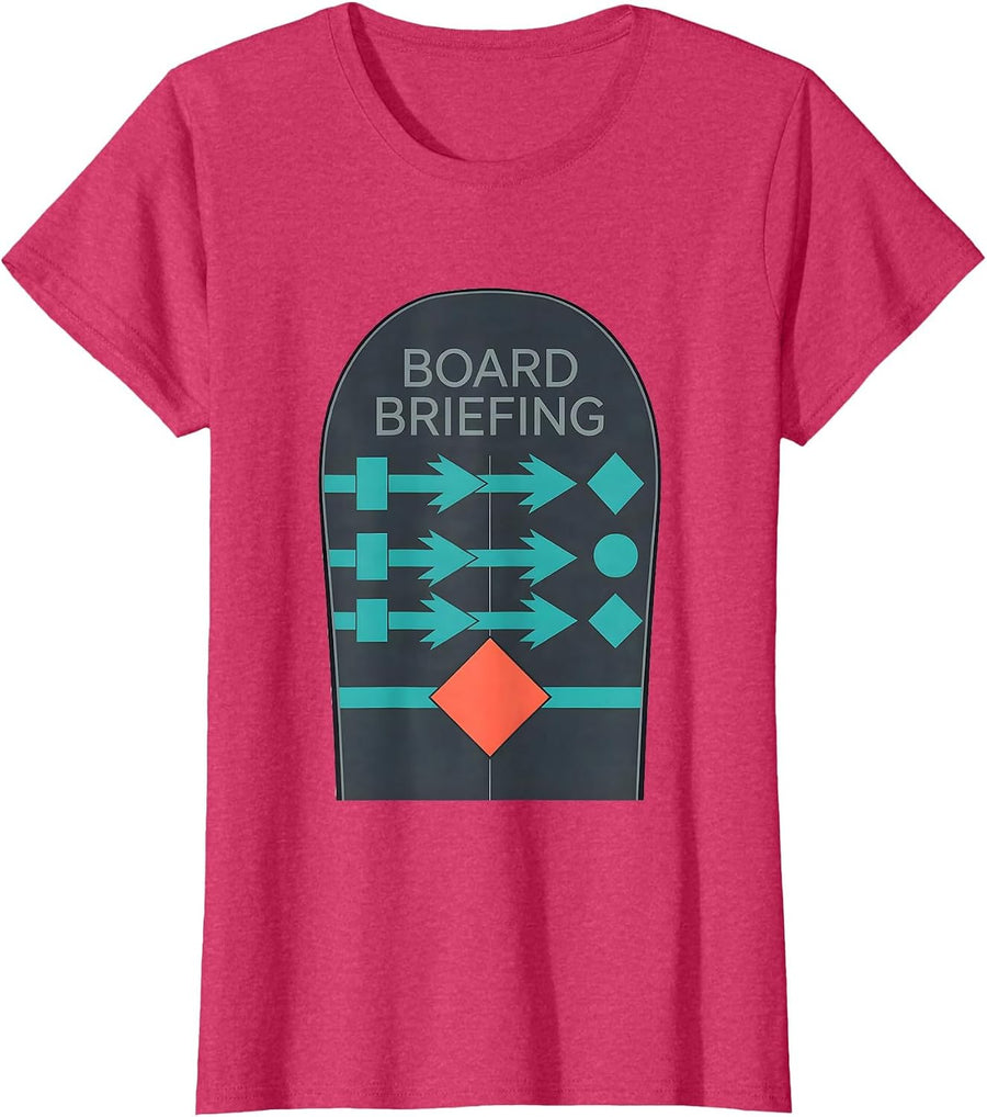 Board Briefing Flat Vector Snowboarder Ski Dad Gift T-Shirt, Women, Red Heather, 3X-Large - As Pictured