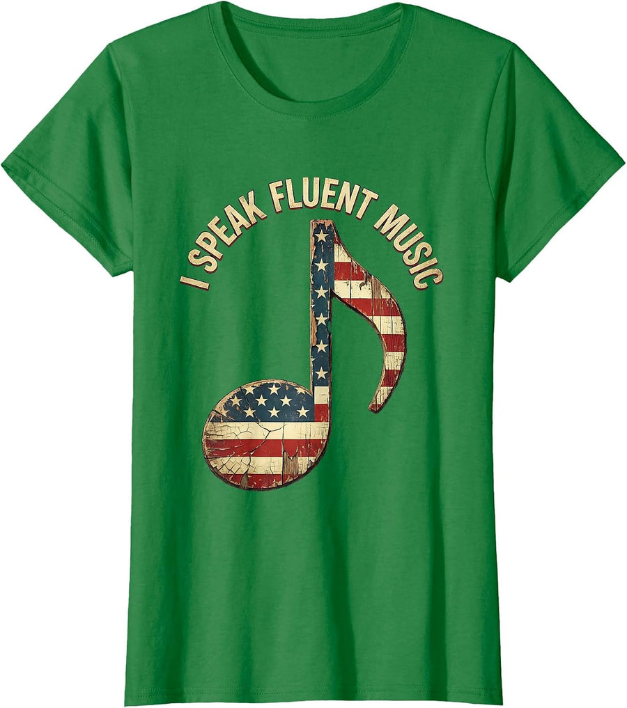 Women's I Speak Fluent Music Teacher Design T-Shirt - Kelly Green