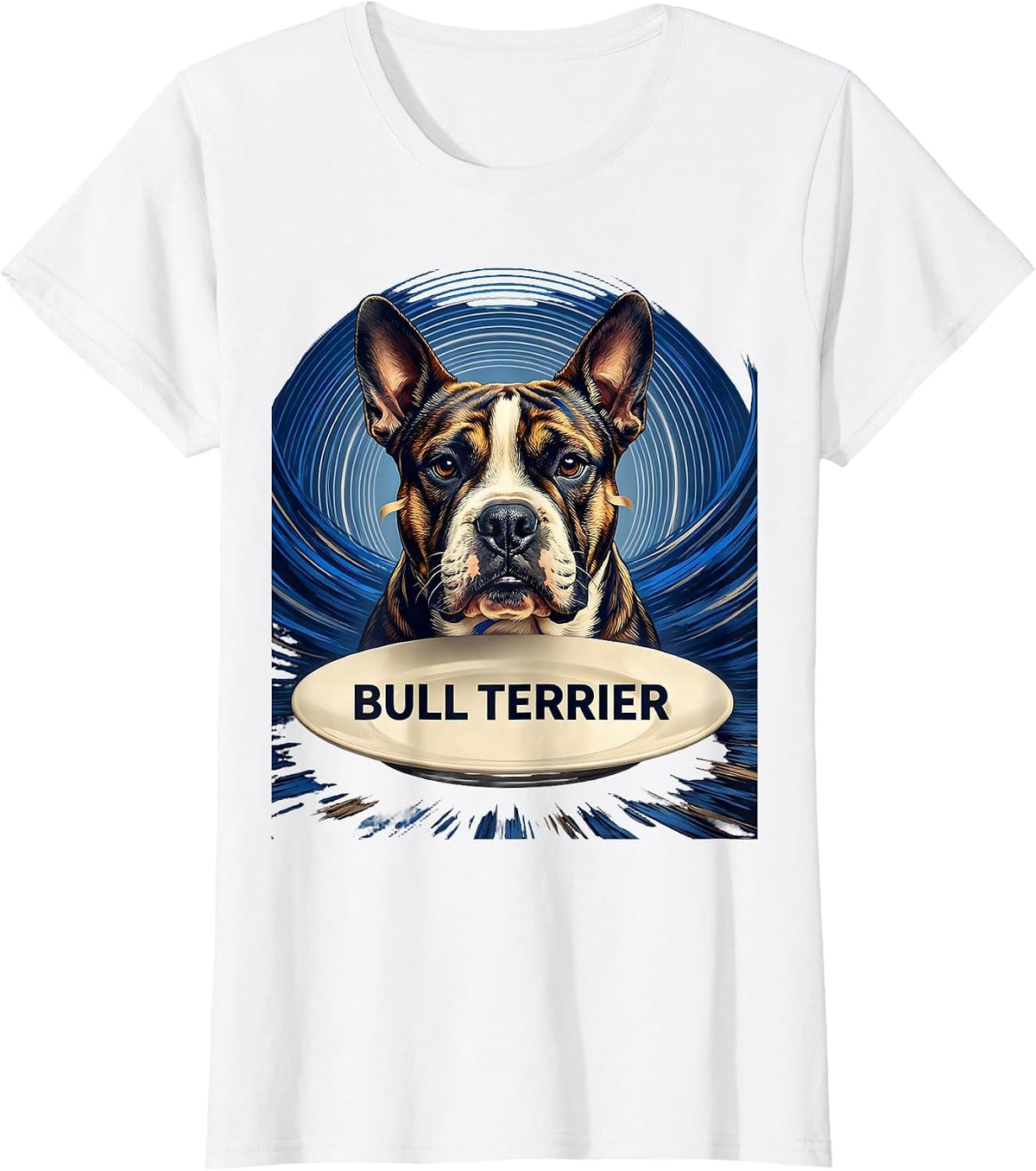 Bull Terrier Van Gogh Style Starry Night Dog Breed Portrait T-Shirt - White