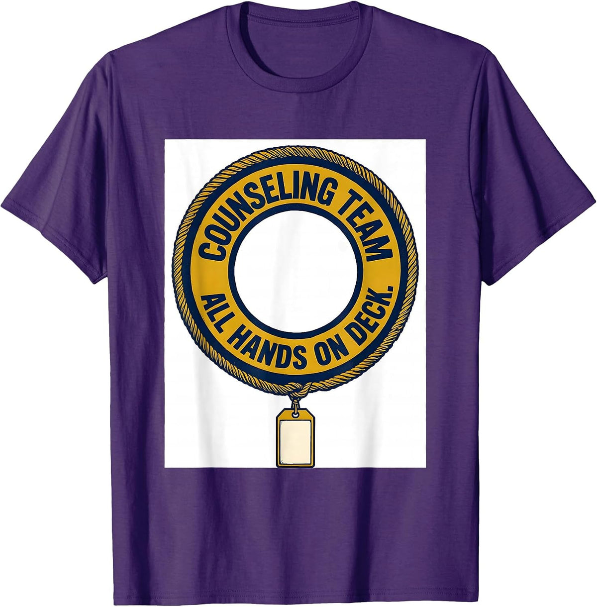 Men's Counseling Team All Hands On Deck Groovy Retro School T-Shirt - Purple