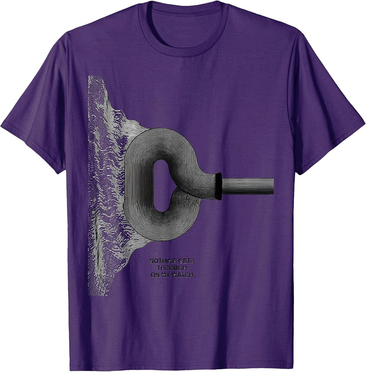 Nothing Gets Through On My Watch Funny Plumber Pipefitter T-Shirt - Purple