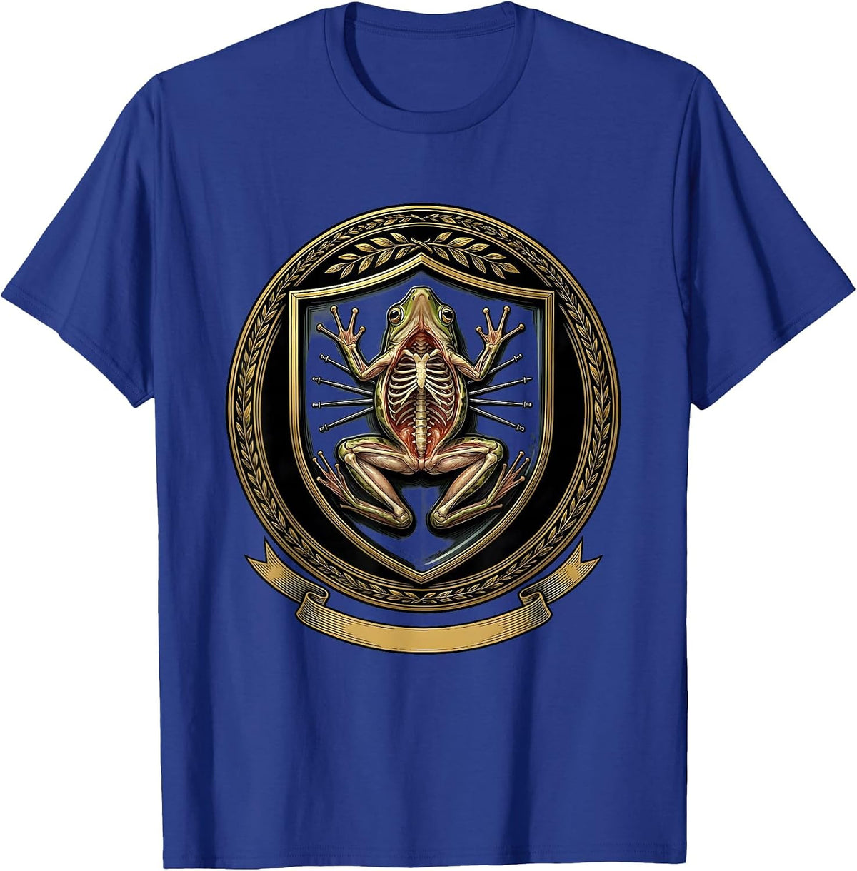 Frog Dissection Tray Science Illustration T-Shirt - Royal Blue