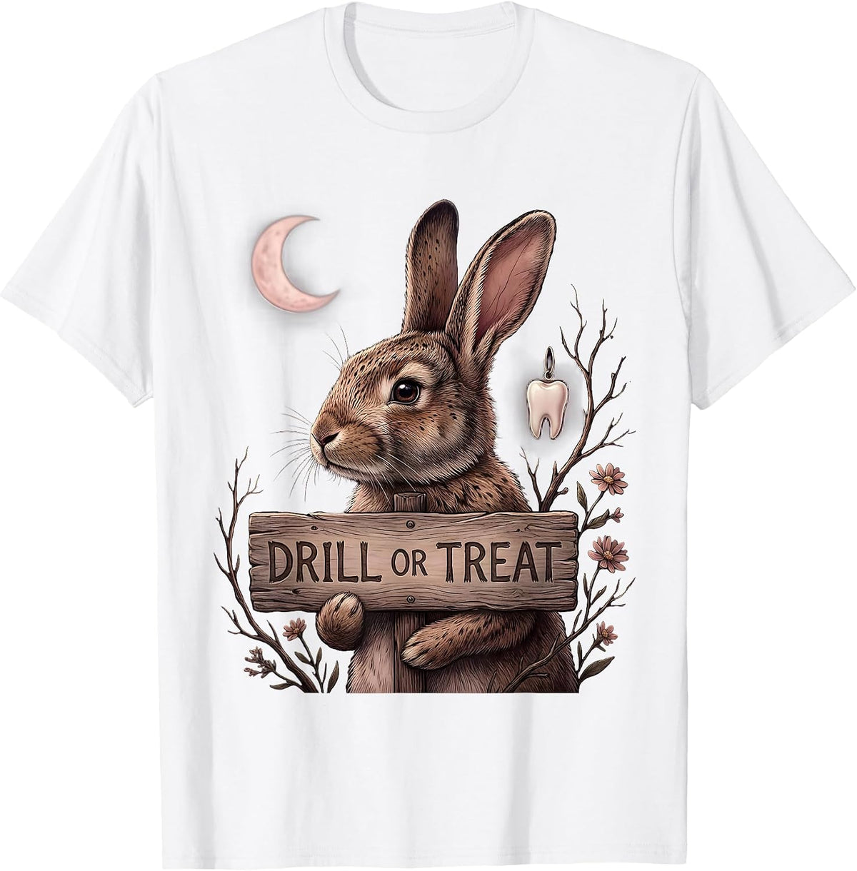 Drill or Treat Dental Halloween Design T-Shirt - White