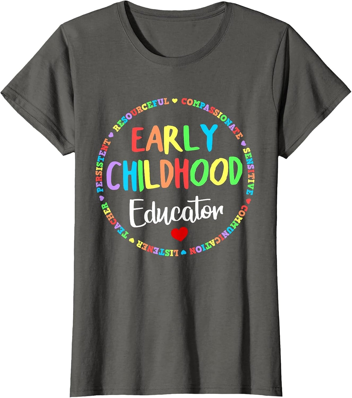 Teacher Early Childhood Education Preschool Head Start Crew T-Shirt - Asphalt Grey