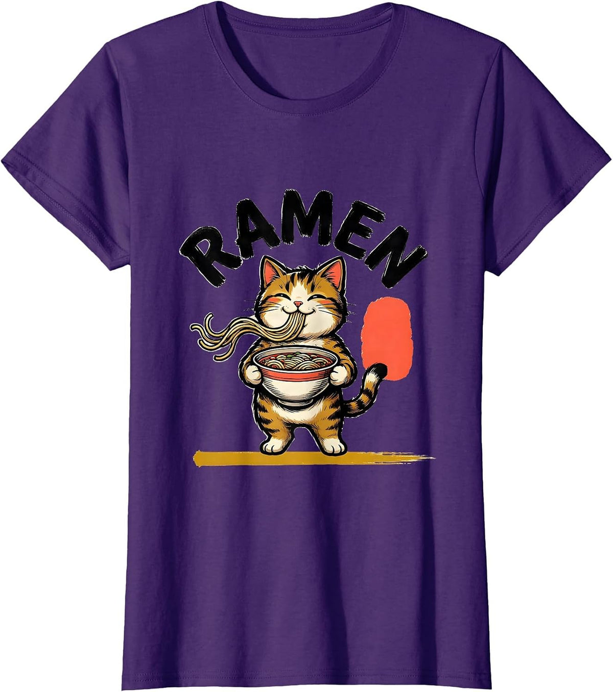 Women's RAMEN Kawaii Anime Cat Japanese Humor Ramen Lover Gift T-Shirt - Purple