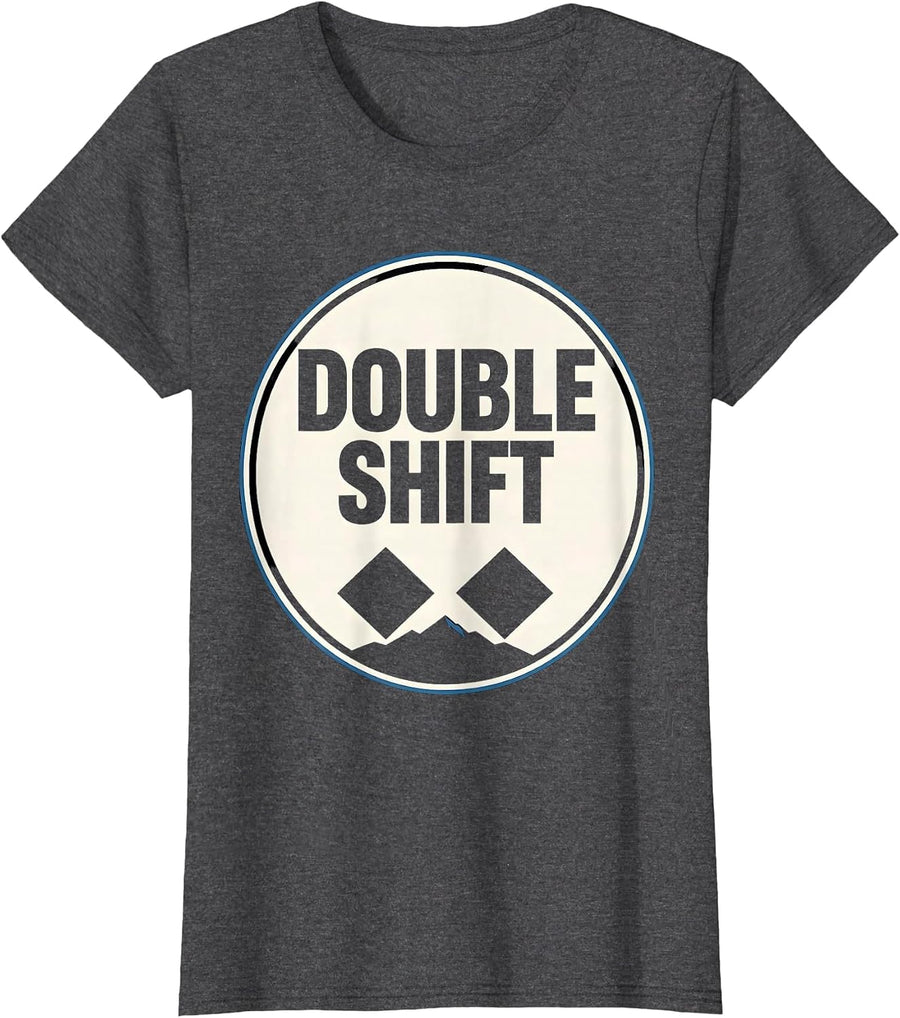 Women's Double Shift Funny Ski Dad Winter Sports Lover Gift T-Shirt - Dark Heather Grey
