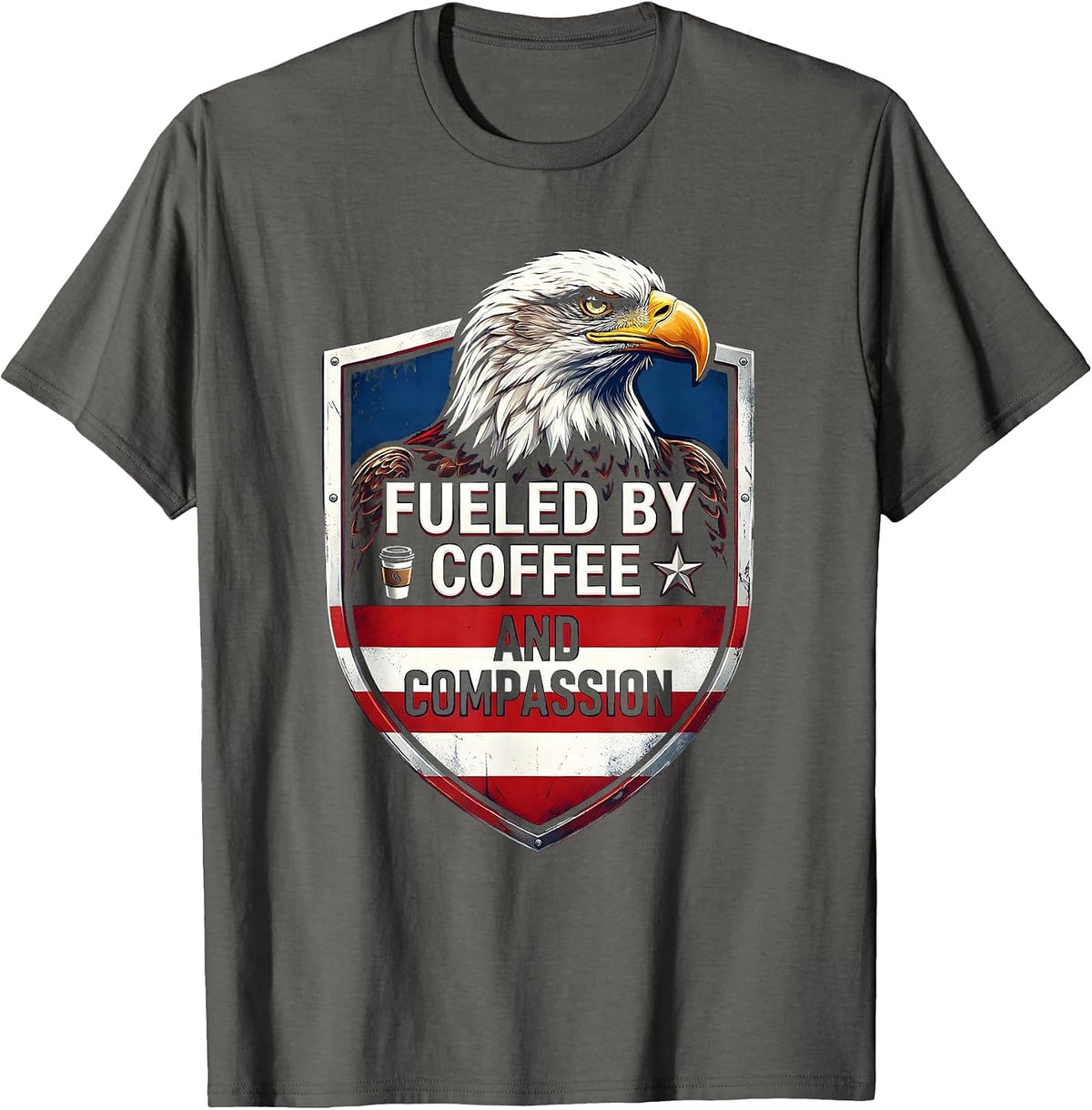 Men's Fueled by Coffee and Compassion Paraprofessional T-Shirt - Asphalt Grey
