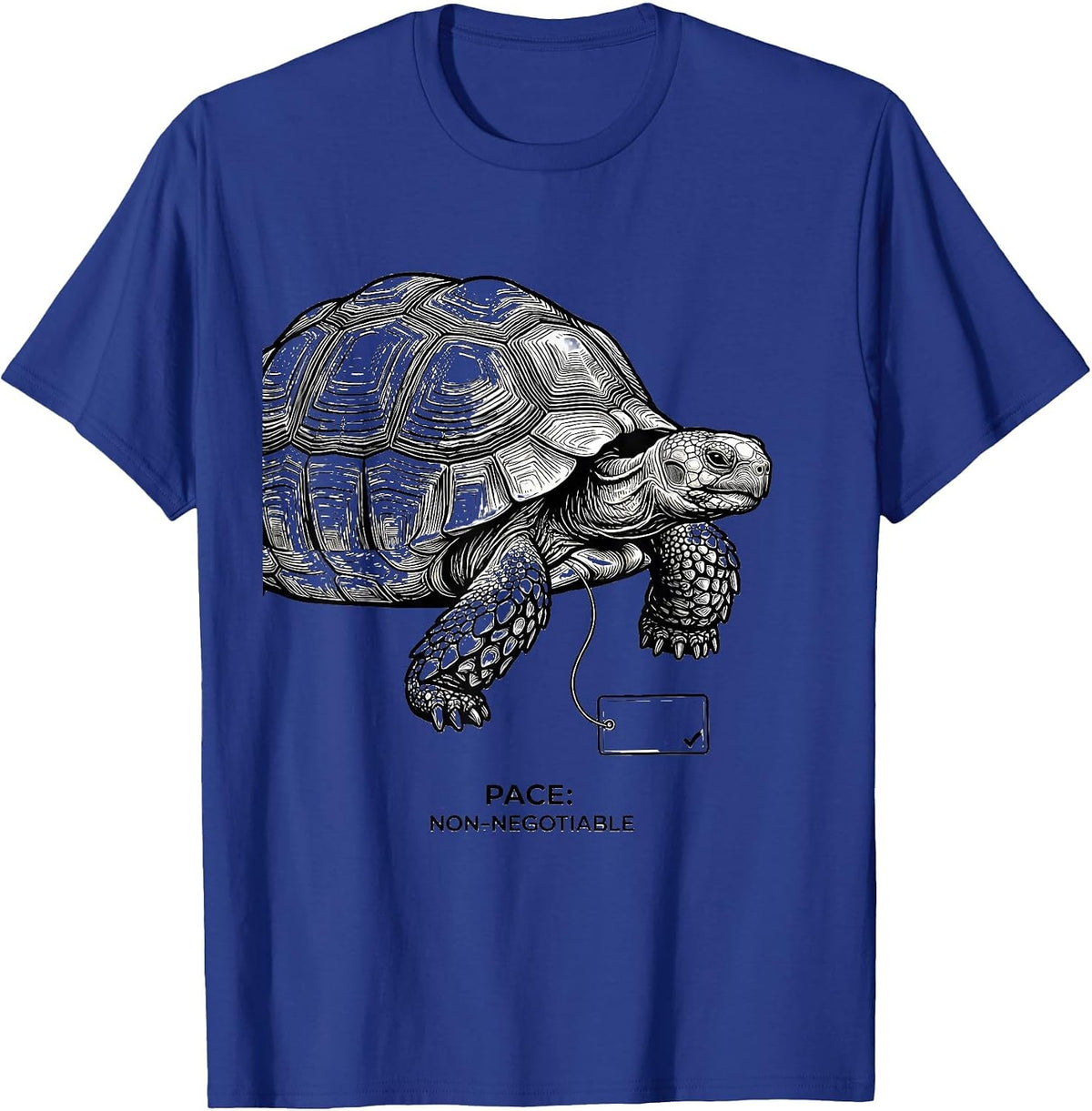 Pace Non-Negotiable Line Art Tortoise Lover Funny Gift T-Shirt - Royal Blue