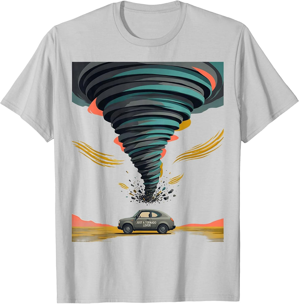 Men's Just A Tornado Lover Midcentury Modern Storm Chaser T-Shirt - Silver Grey