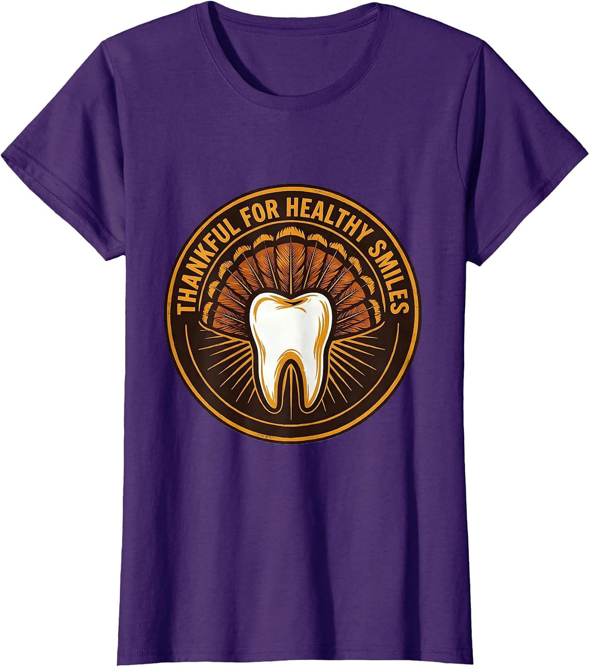 Women's Thankful For Healthy Smiles Funny Dental Staff Thanksgiving T-Shirt - Purple
