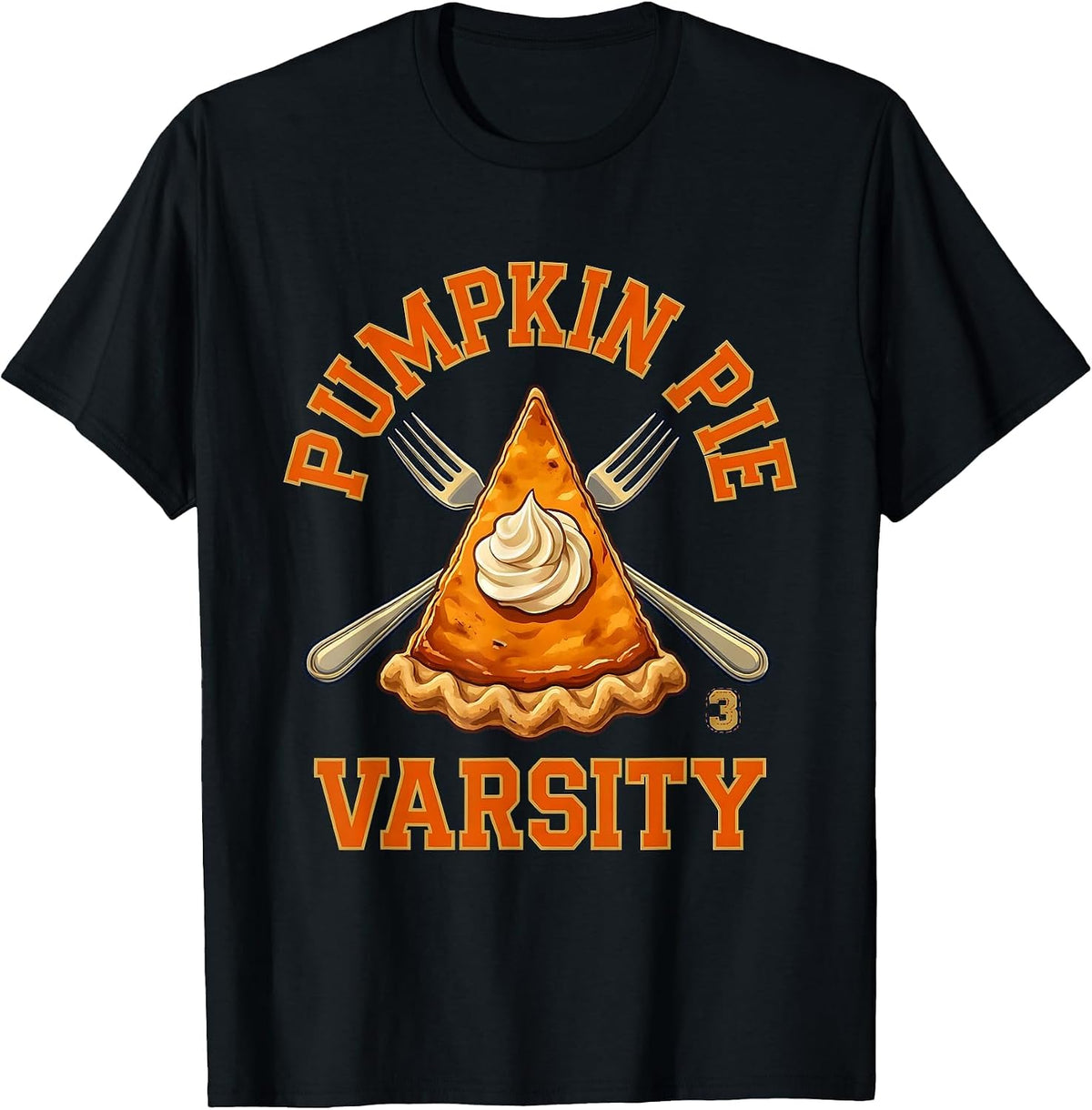 Men's Pumpkin Pie Varsity Funny Thanksgiving Pie Lover Sports T-Shirt - Black