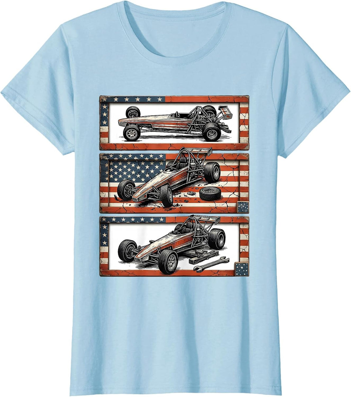 Women's RC Dragster Chassis Repair Patriotic Hobbyist Gift T-Shirt - Baby Blue
