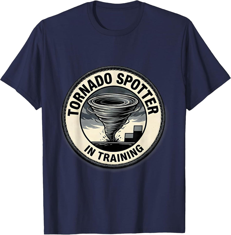 Tornado Spotter In Training Funny Storm Chaser Weather T-Shirt - Navy Blue