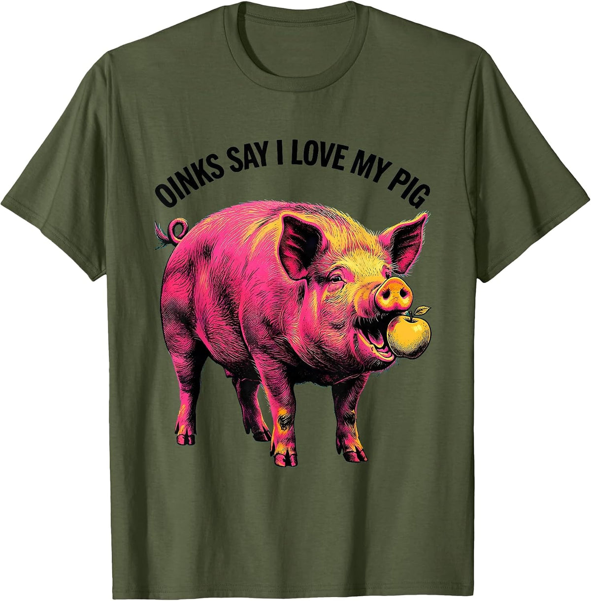 Men's Oinks Say I Love My Pig Funny Pig Lover Guinea Pig Owner T-Shirt - Olive Green