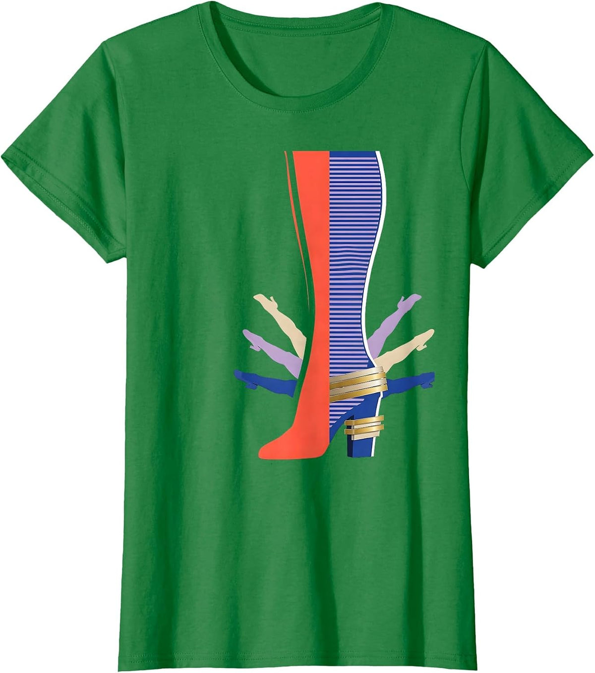 Showgirl Chorus Line Kick Dance Graphic Tee T-Shirt - Kelly Green