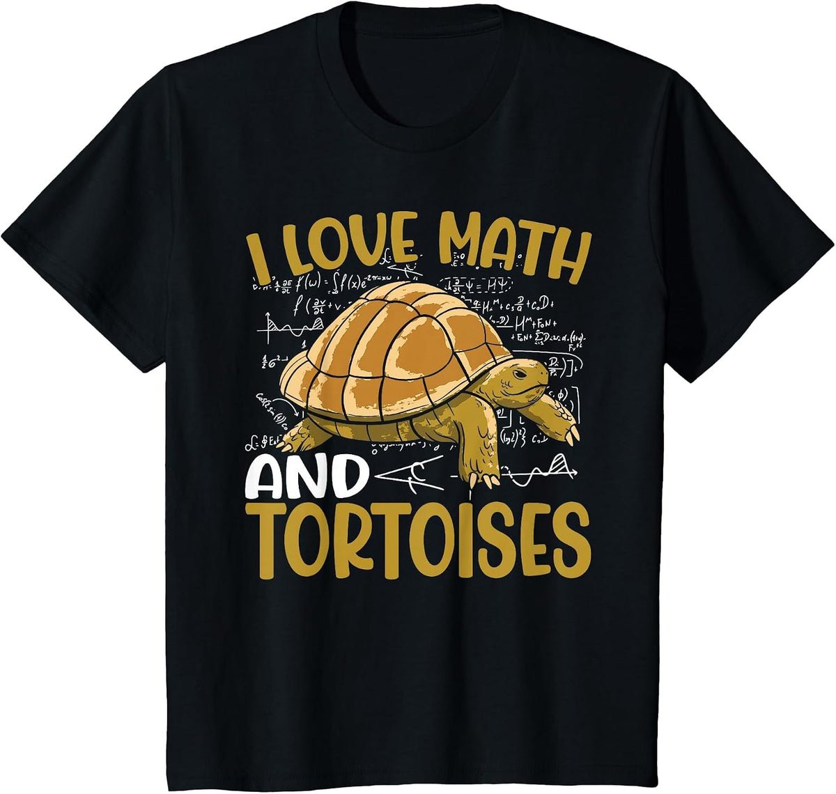 Funny I Love Math and Tortoises Turtle Kids School T-Shirt - Black