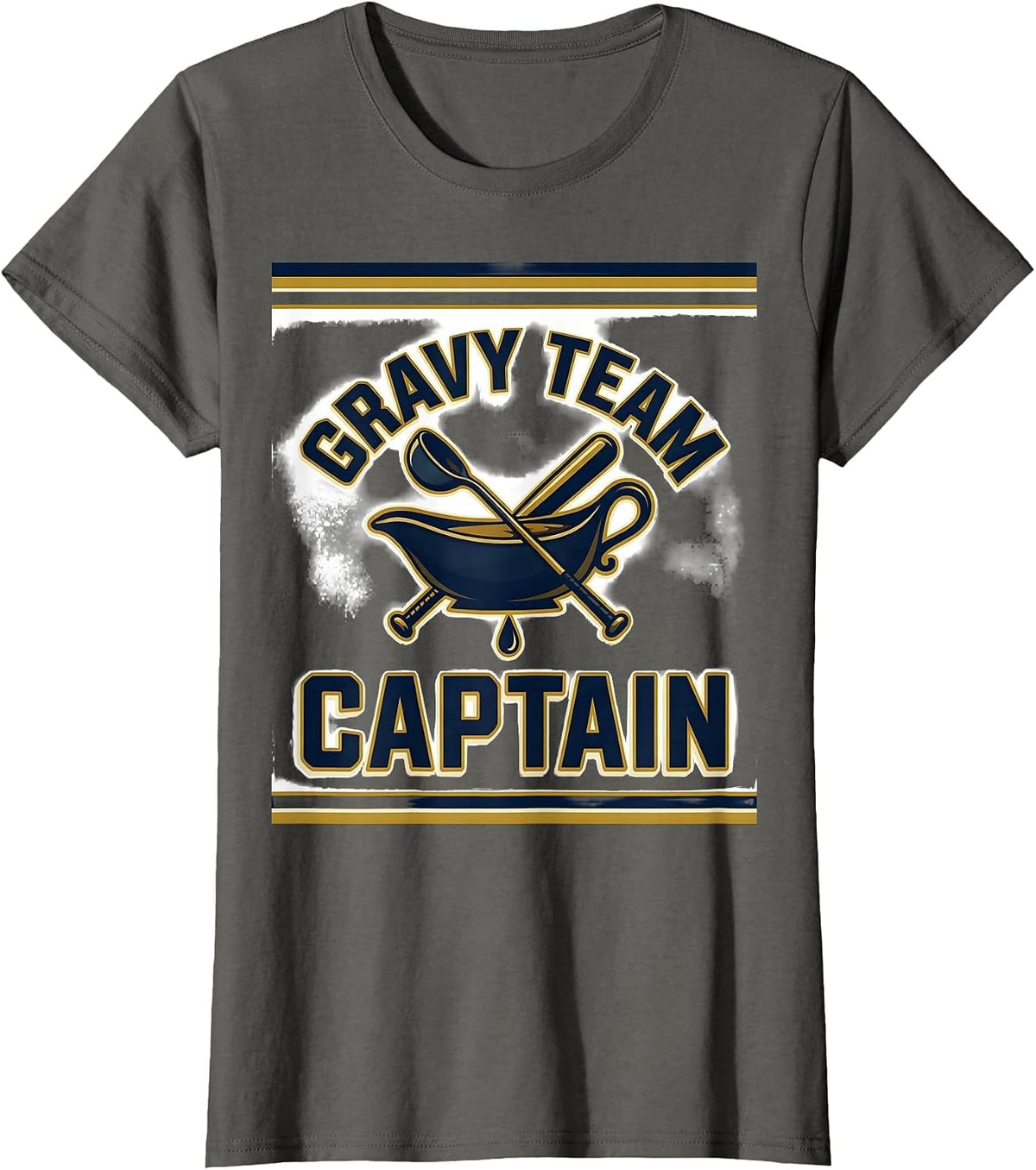 Women's Gravy Team Captain Funny Thanksgiving Dinner Food Humor T-Shirt - Asphalt Grey