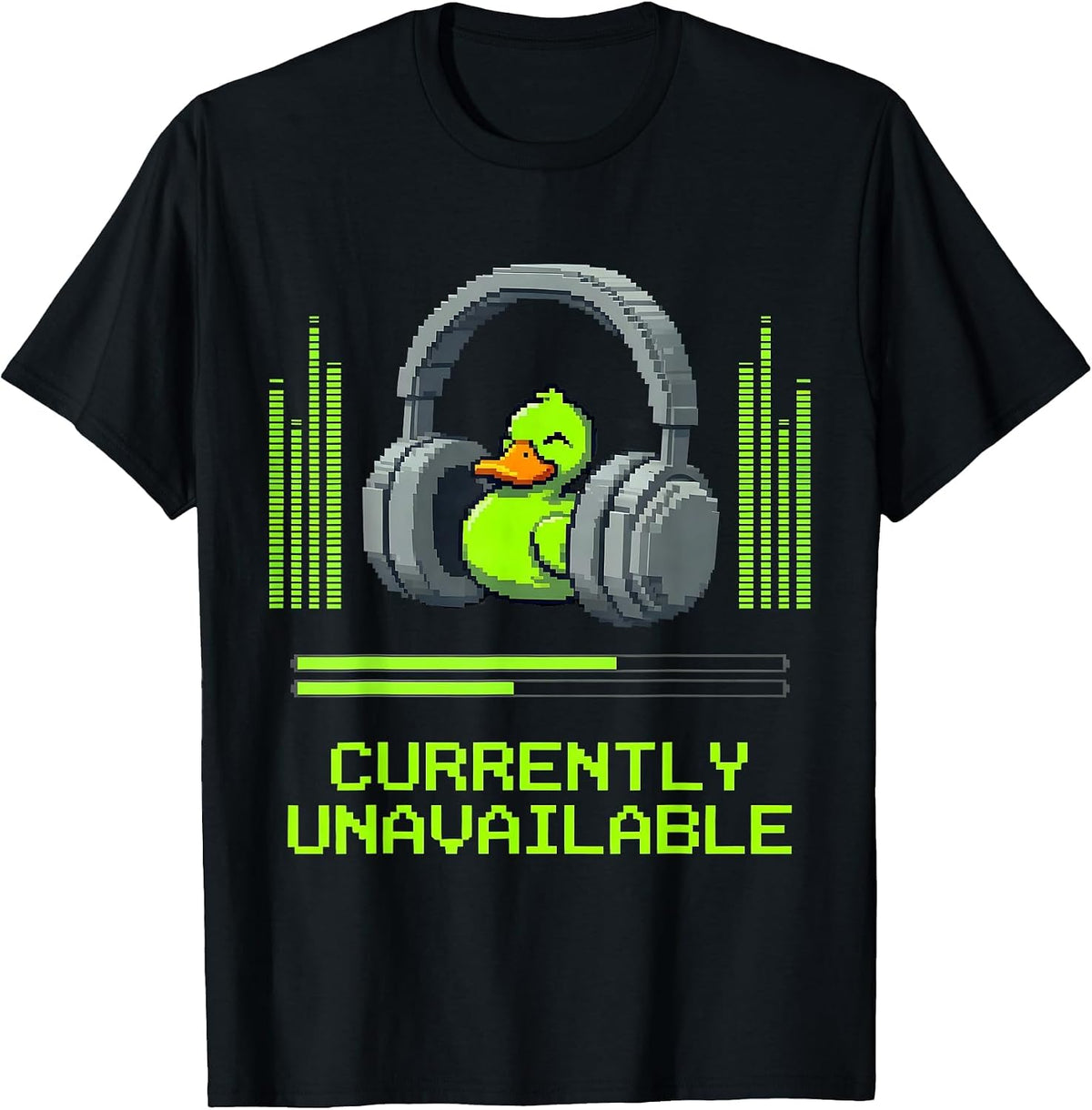 Men's Duck Gamer Pixel Art Funny Animal Mascot Video Games Kids T-Shirt - Black