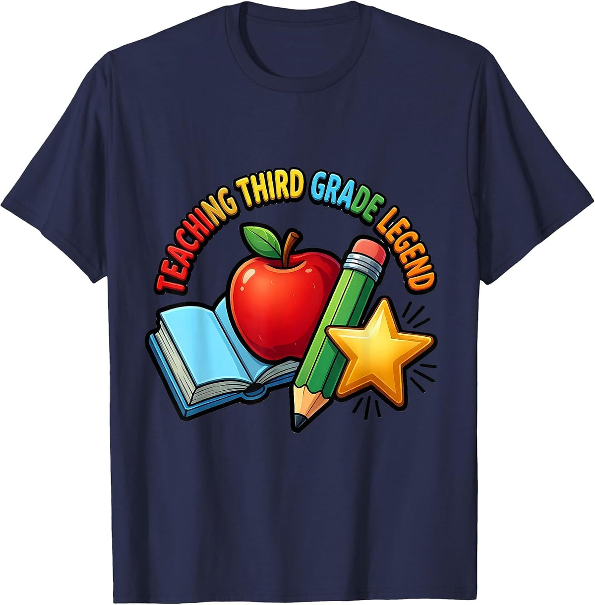 Teaching Third Grade Legend Educator Design T-Shirt - Navy Blue