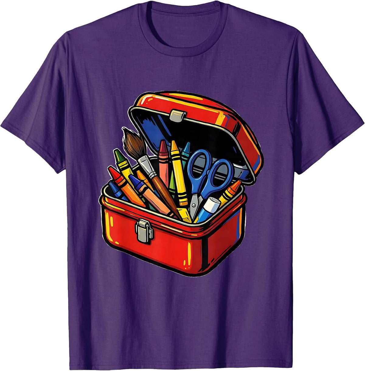 Kindergarten Teacher Lunchbox Art Supplies Graphic T-Shirt - Purple