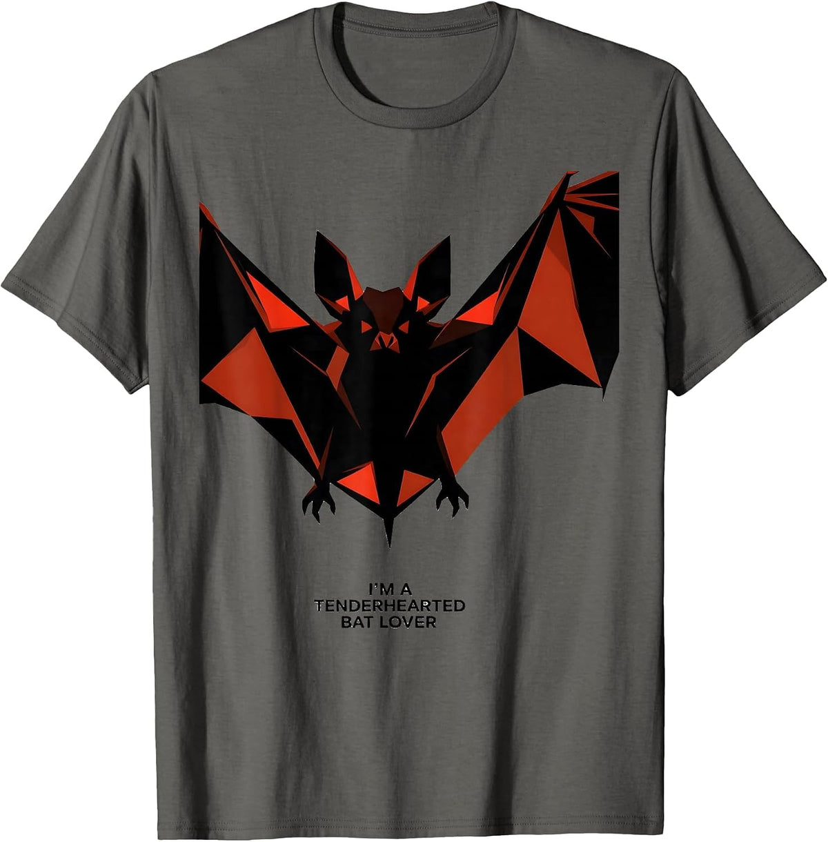 I'm A Tenderhearted Bat Lover Geometric Bat Lover Halloween T-Shirt - Asphalt Grey