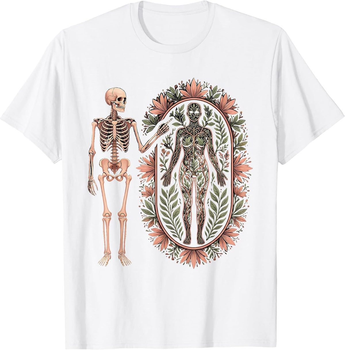 Men's Skeleton Anatomy Diagram Illustration T-Shirt - White