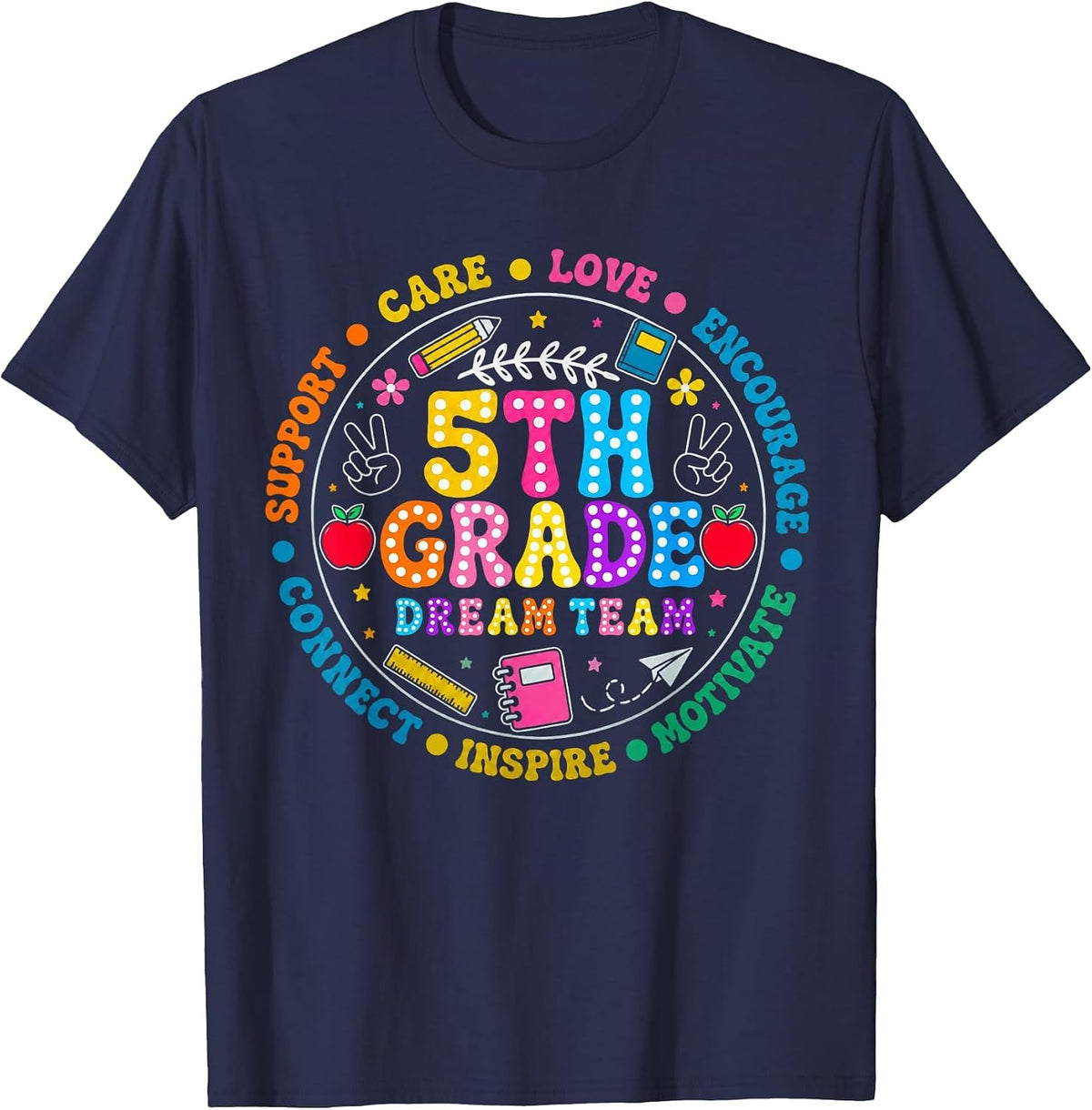 Fifth Grade Dream Team Back to School 5th Grade Teacher Kid T-Shirt - Navy Blue