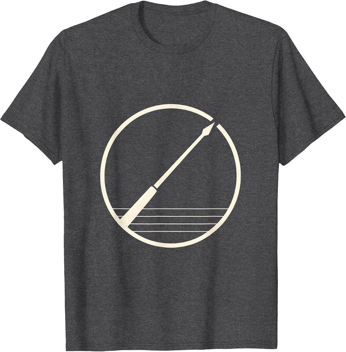 Music Teacher Conductor Baton Sheet Music Graphic T-Shirt - Dark Heather Grey