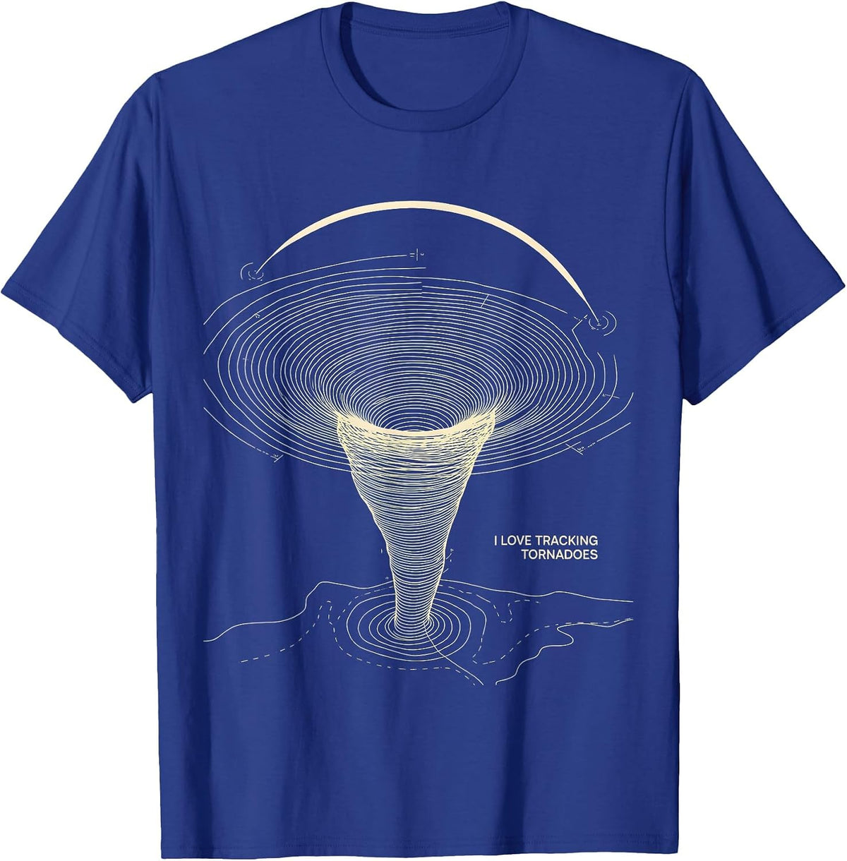I Love Tracking Tornadoes Topographic Contour Storm Chaser T-Shirt - Royal Blue