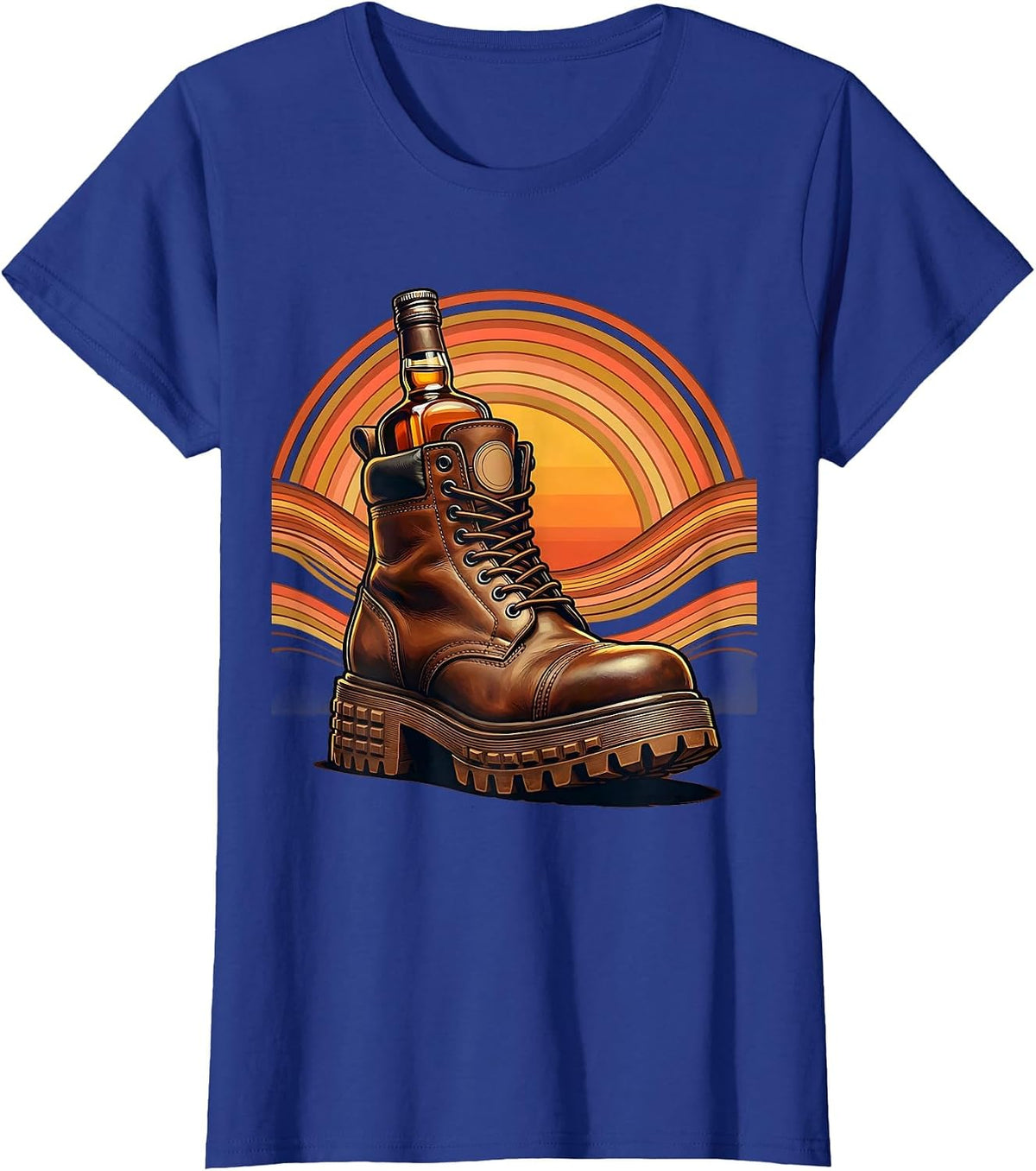 Women's Whiskey Lover Labor Day Worker Boot Graphic T-Shirt - Royal Blue