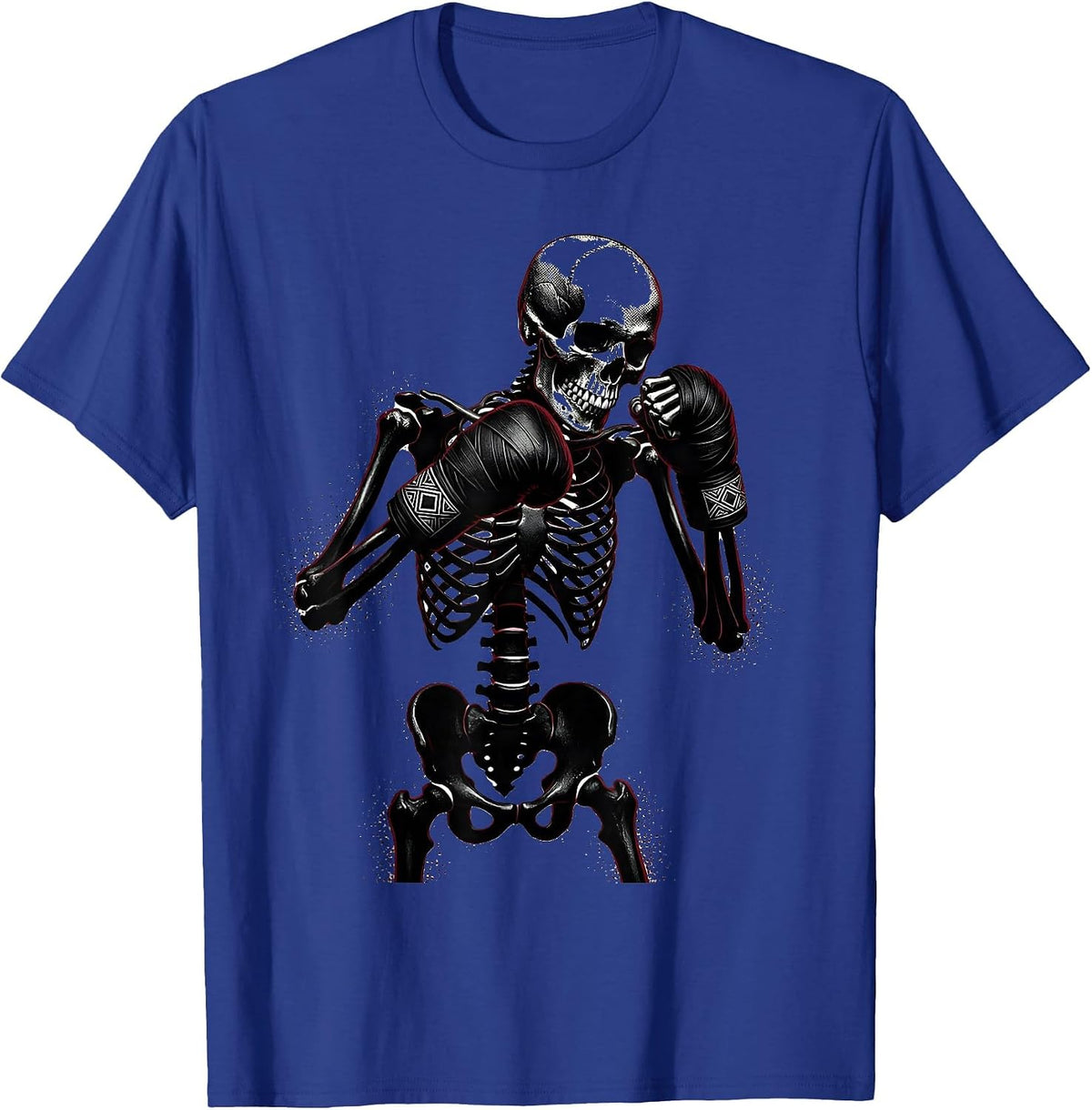 Men's Skeleton Boxer Fighting Stance Wrapped Hands T-Shirt - Royal Blue